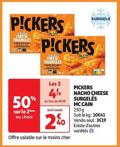 pickers nacho cheese surgelés mc cain