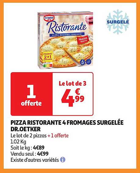 pizza ristorante 4 fromages surgelée dr.oetker