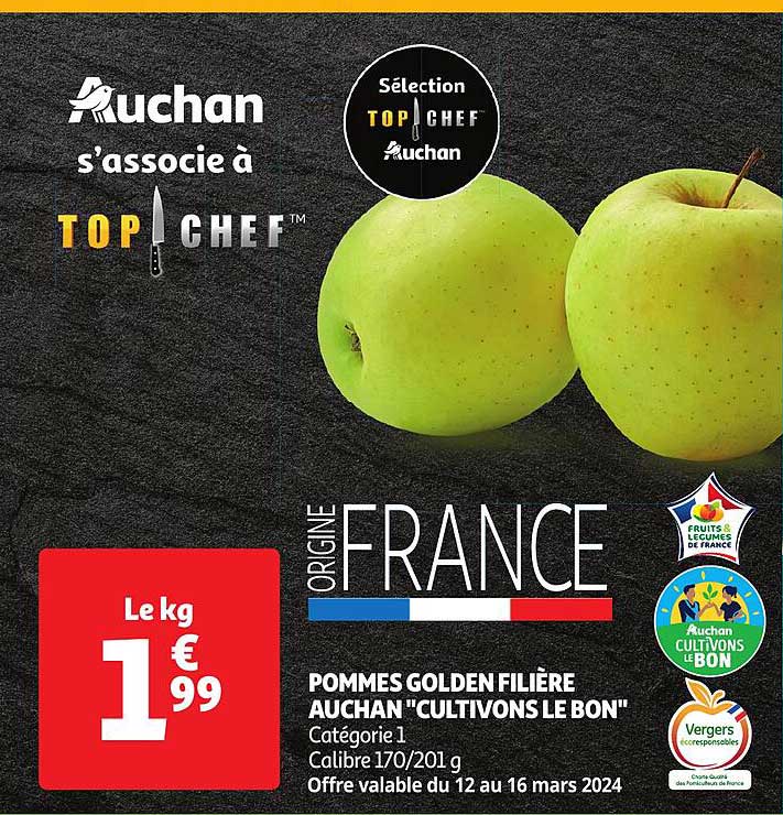 pommes golden filière auchan "cultivons le bon"