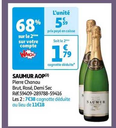 saumur aop pierre chanau brut, rosé, demi sec