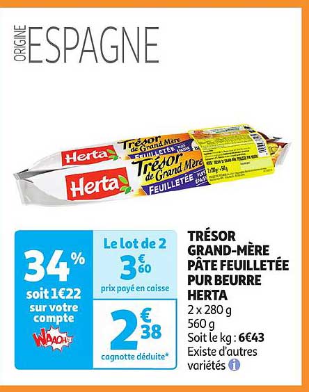 trésor grand-mère pâte feuilletée pur beurre herta