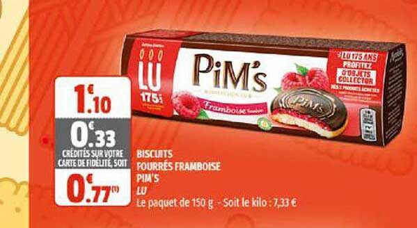 Biscuits Fourrés Framboise Pim's Lu