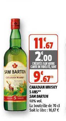 canadian whisky 5 ans sam barton