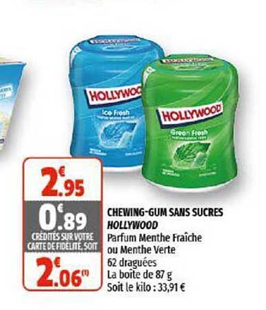 chewing-gum sans sucres hollywood