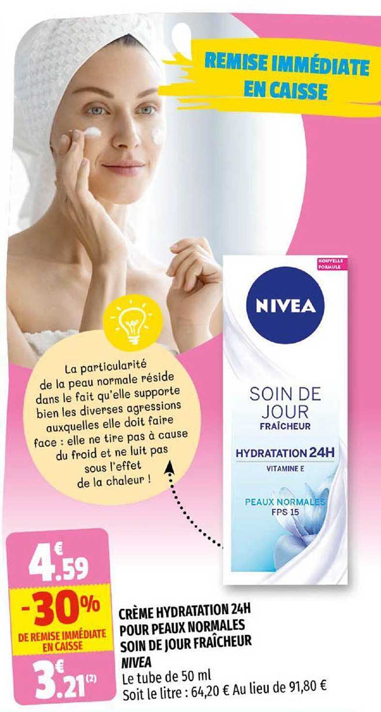 crème hydratation 24h pour peaux normales soin de jour fraîcheur nivea