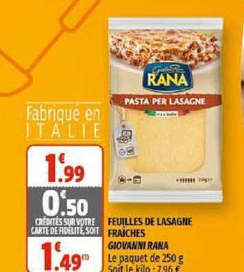 feuilles de lasagne fraîches giovanni rana