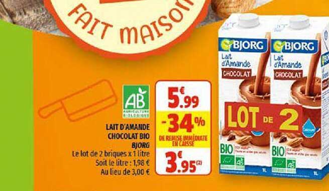 lait d'amande chocolat bio bjorg