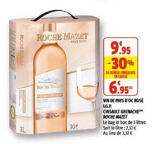 vin de pays d'oc rosé i.g.p. cinsault grenache roche mazet