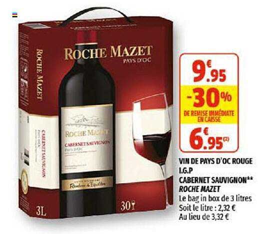 vin de pays d'oc rouge i.g.p. cabernet sauvignon roche mazet