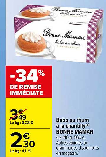 baba au rhum à la chantilly bonne maman