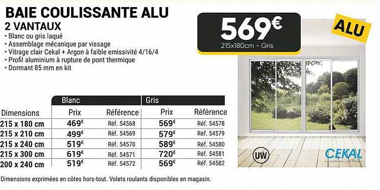 baie coulissante alu 2 vantaux