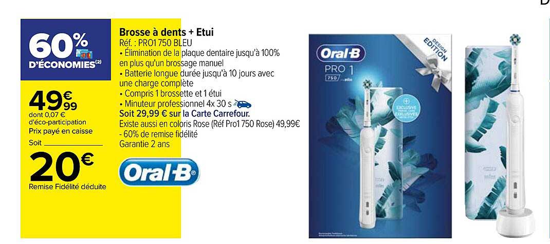 brosse à dents + étui oral-b