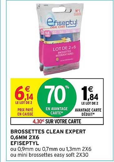 brossettes clean expert 0,6mm 2x6 efiseptyl