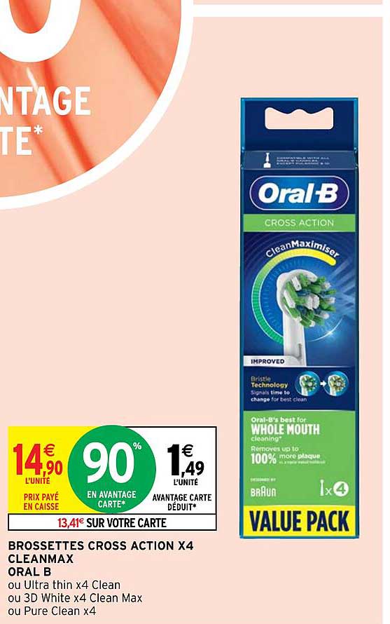 brossettes cross action x4 cleanmax oral b