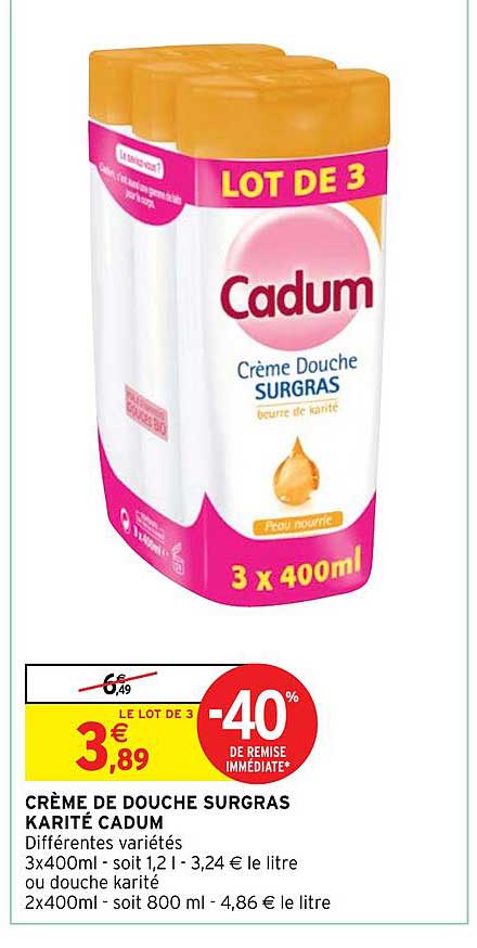 crème de douche surgras karité cadum