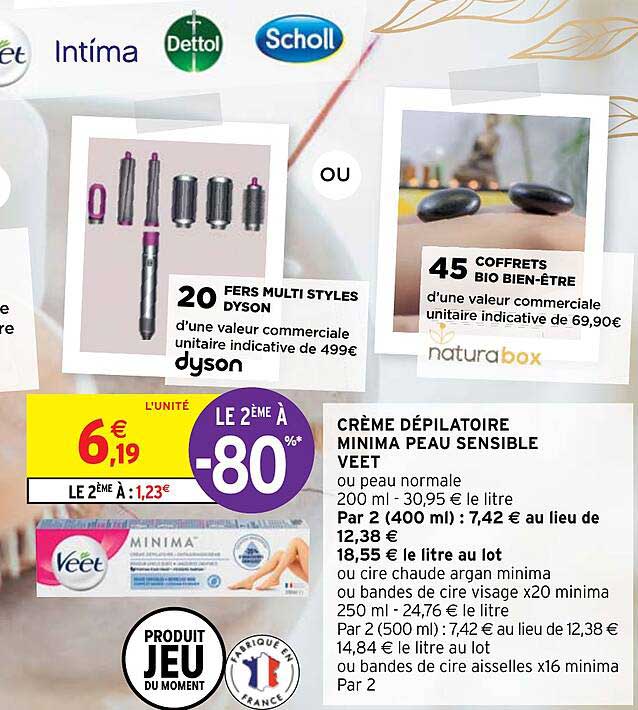 crème dépilatoire minima peau sensible veet