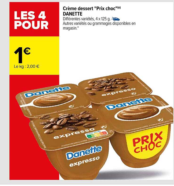 crème dessert "prix choc" danette