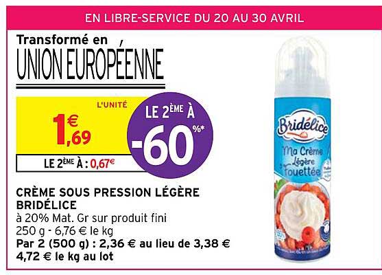 crème sous pression légère bridélice