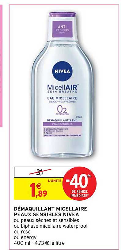 démaquillant micellaire peaux sensibles nivea