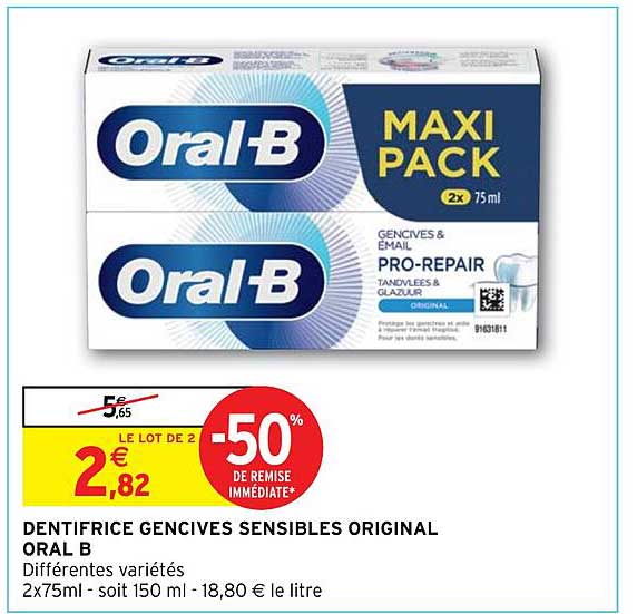 dentifrice gencives sensibles original oral b