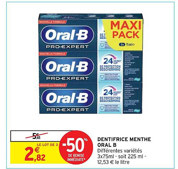 dentifrice menthe oral b