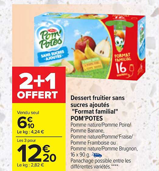 dessert fruitier sans sucres ajoutés "format familial" pom'potes