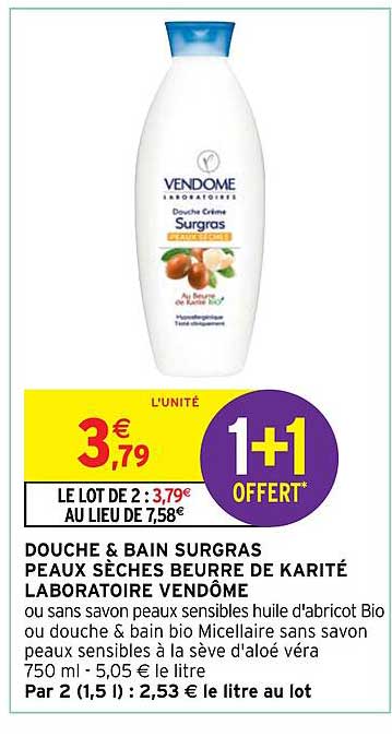 douche & bain surgras peaux sèches beurre de karité laboratoire vendôme