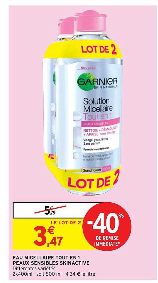 eau micellaire tout en 1 peaux sensibles skinactive