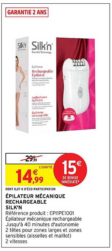 épilateur mécanique rechargeable silk'n