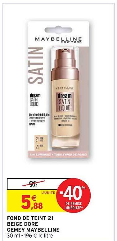fond de teint 21 beige doré gemey maybelline