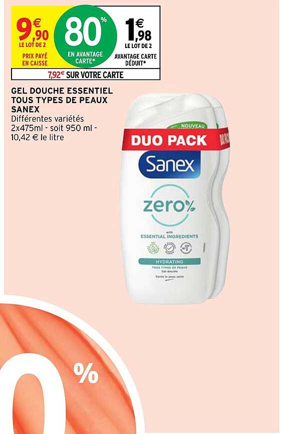 Gel Douche Essentiel Tous Types De Peaux Sanex