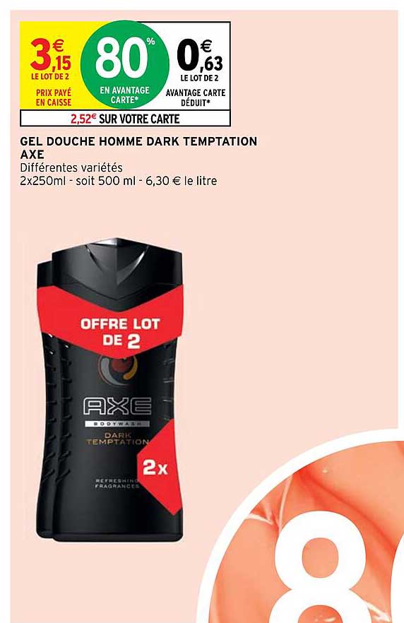 gel douche homme dark temptation axe