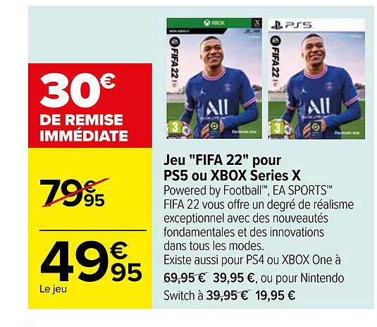 jeu "fifa 22" pour ps5 ou xbox series x