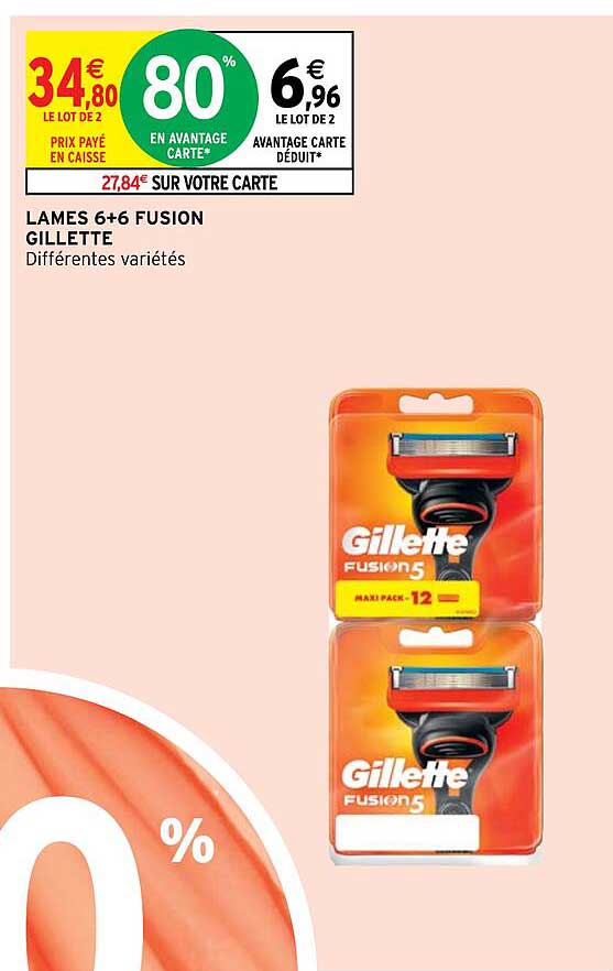 Lames 6+6 Fusion Gillette