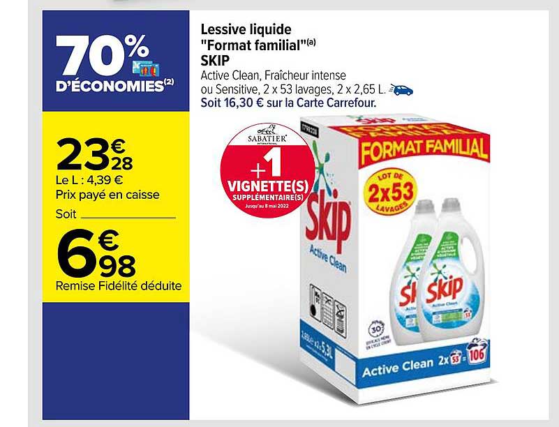 lessive liquide "format familial" skip