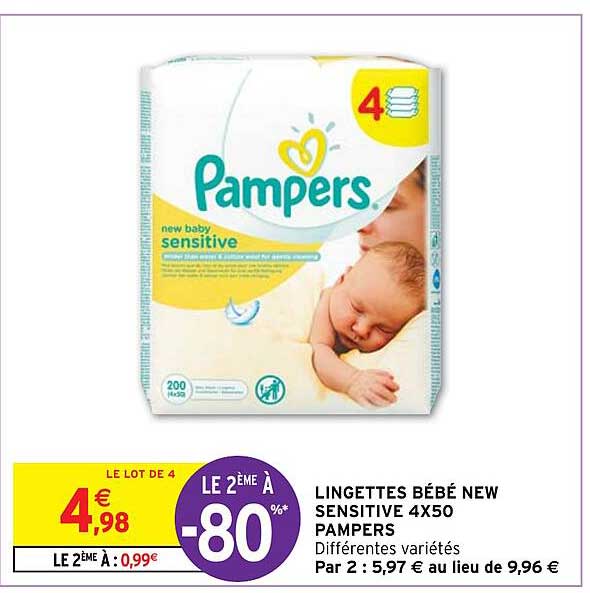 lingettes bébé new sensitive 4x50 pampers