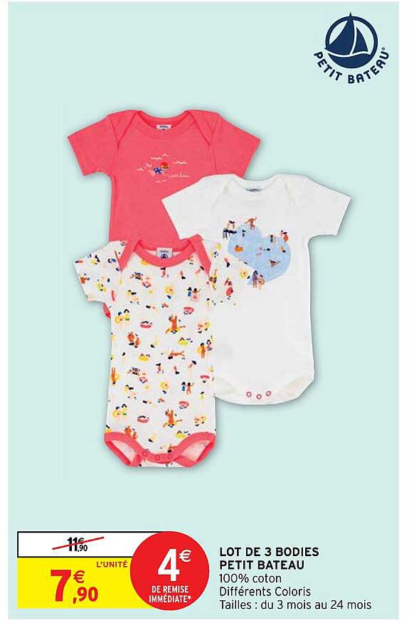 lot de 3 bodies petit bateau