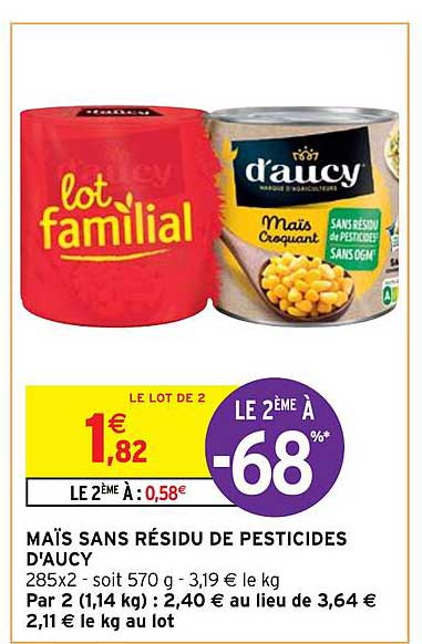 maïs sans résidu de pesticides d'aucy