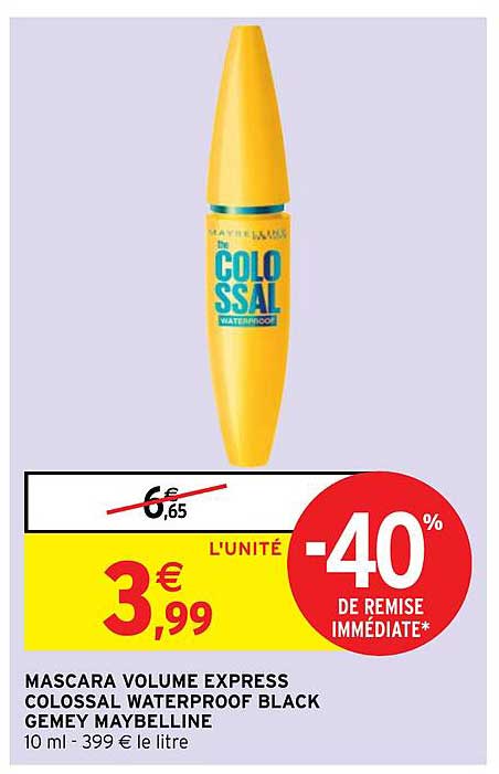 Mascara Volume Express Colossal Waterproof Black Gemey Maybelline