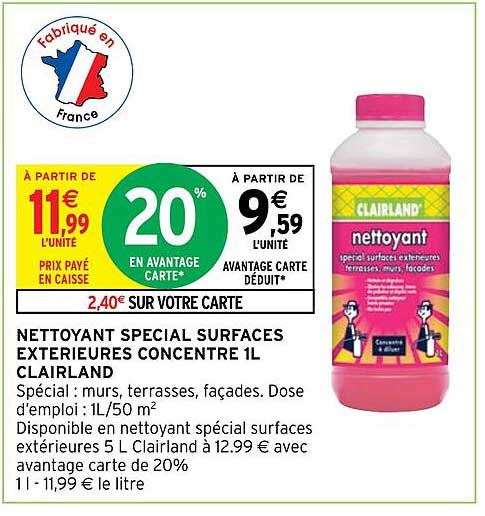 nettoyant spécial surfaces extérieures concentré 1l clairland