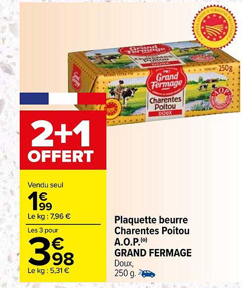 plaquette beurre charentes poitou a.o.p. grand fermage