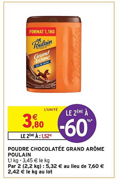 poudre chocolatée grand arôme poulain