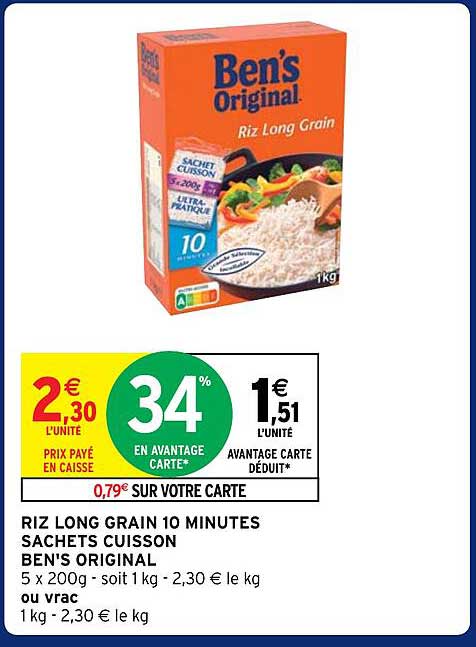 riz long grain 10 minutes sachets cuisson ben's original