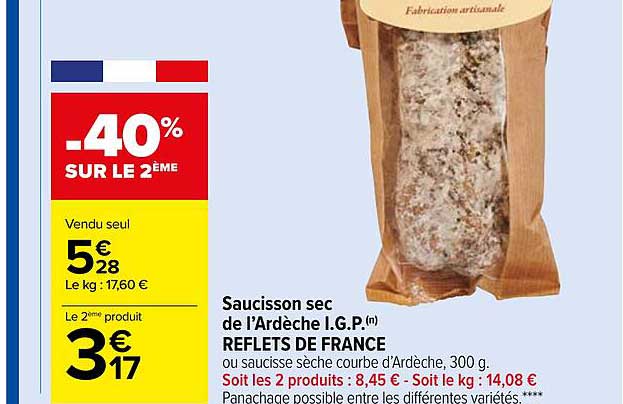 saucisson sec de l'ardèche i.g.p. reflets de france