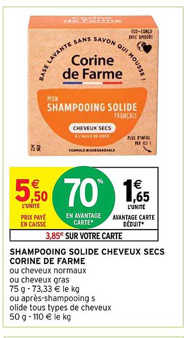 shampooing solide cheveux secs corine de farme