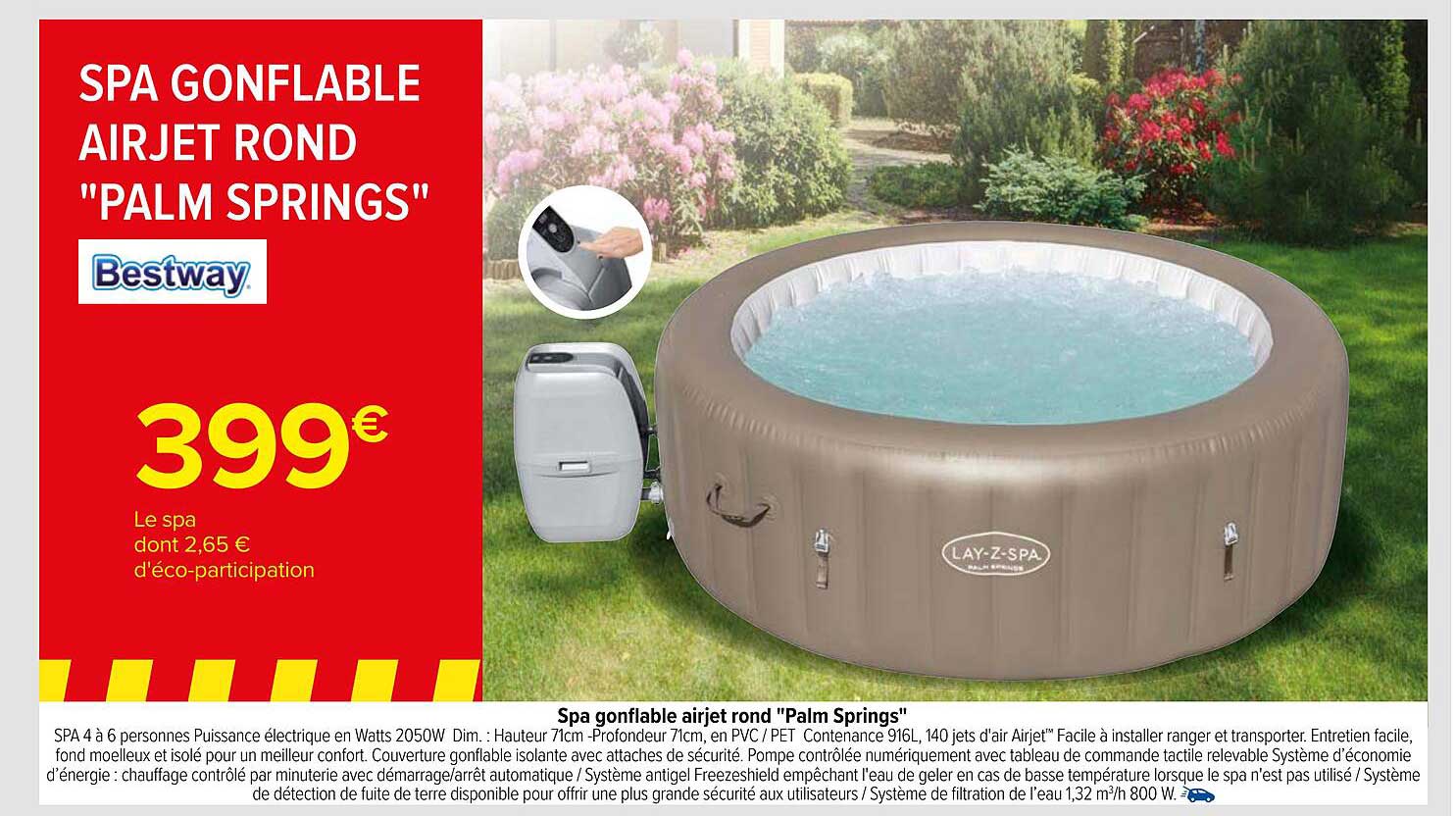 spa gonflable airjet rond "palm springs" bestway