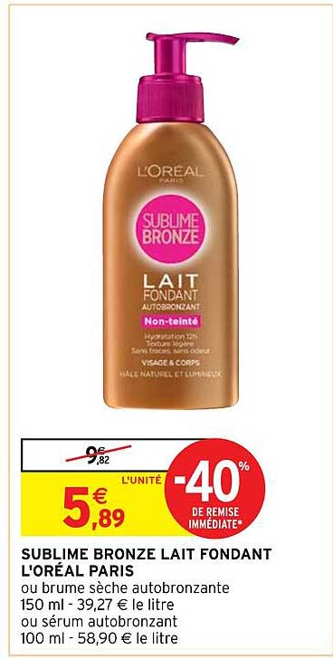 sublime bronze lait fondant l'oréal paris