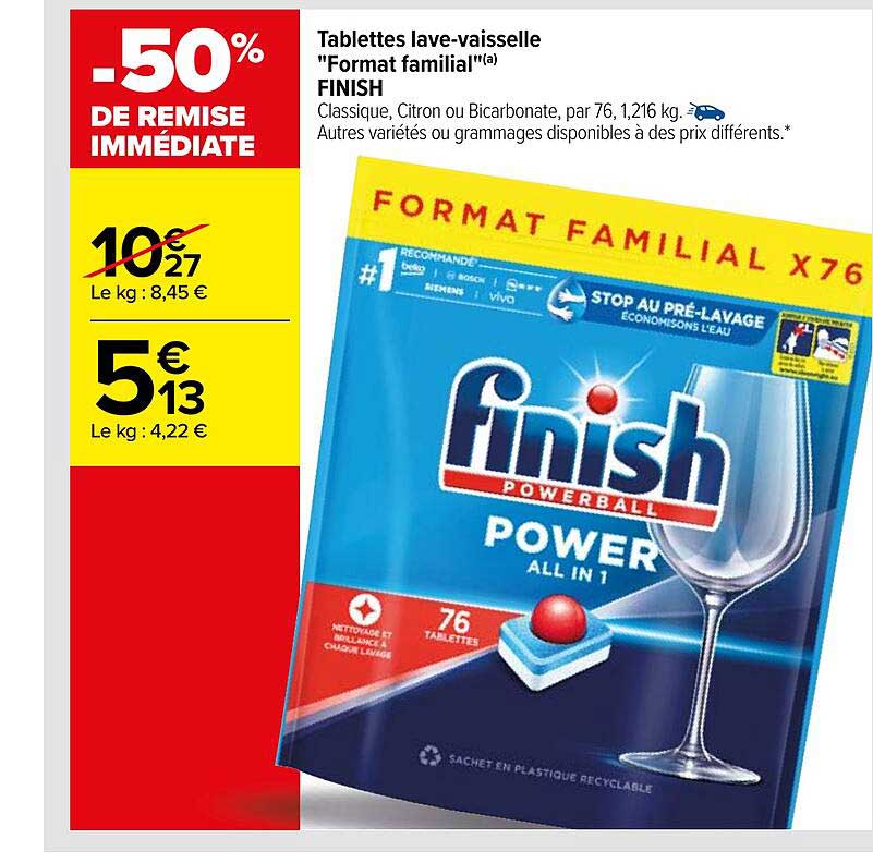 tablettes lave-vaisselle "format familial" finish