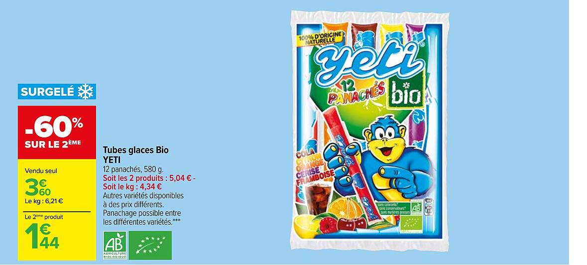 Tubes Glacés Bio Yeti