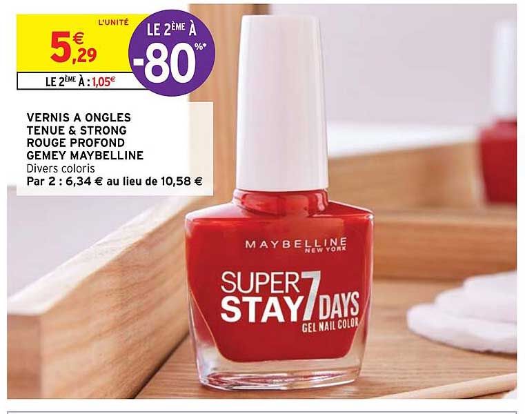 vernis à ongles tenue & strong rouge profond gemey maybelline